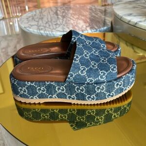 Gucci denim logo sandals